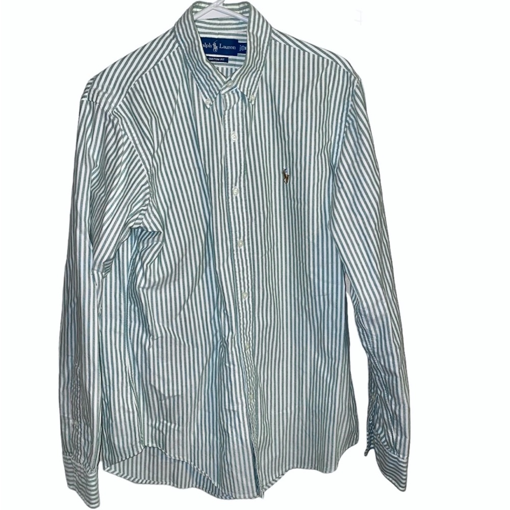 Ralph Lauren men’s button down shirt | Green and white stripes